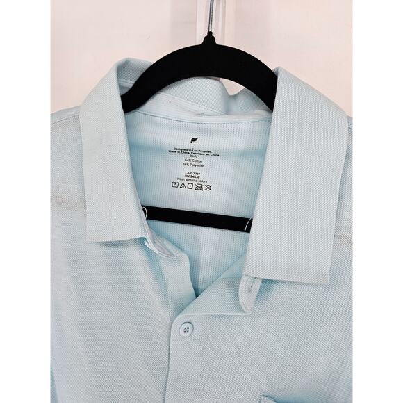 Fabletics Mens Sz L The Dash Long Sleeve Button Up Shirt Light Blue NEW - Picture 2 of 4